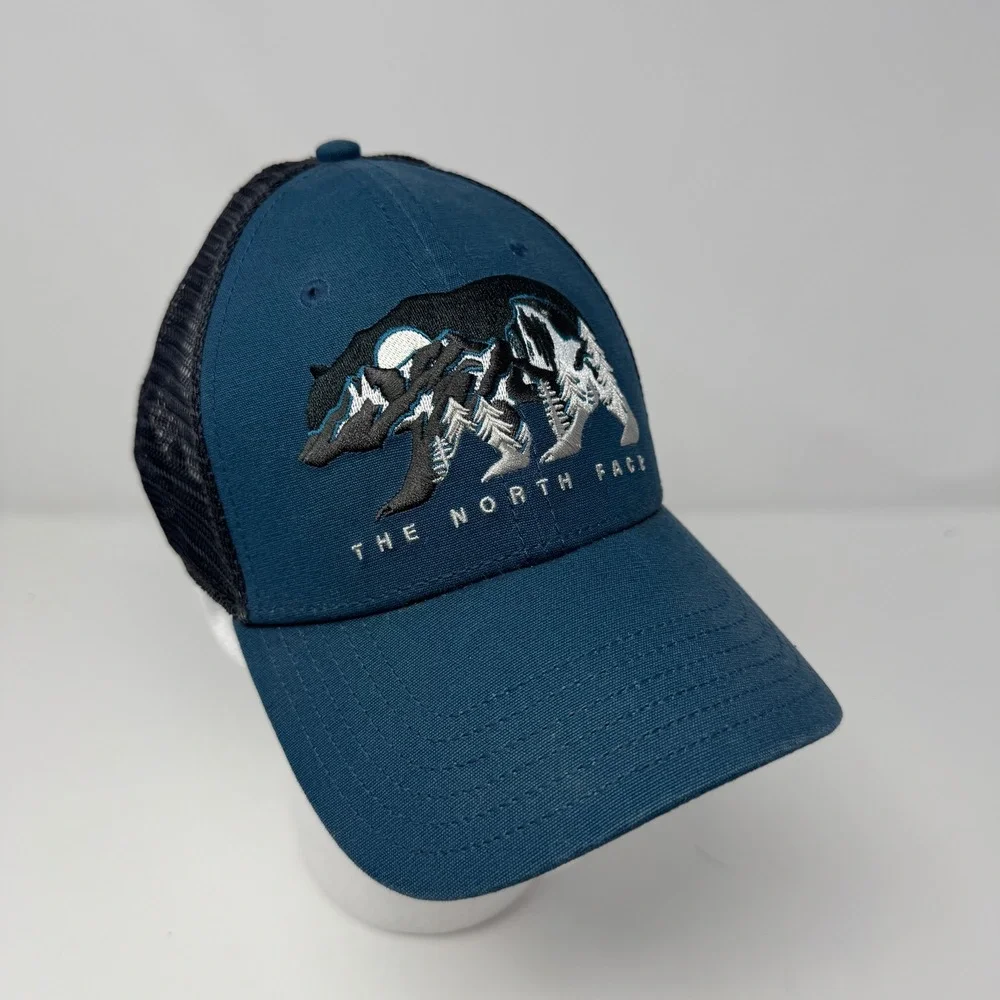 The North Face Mens Blue Bear Mountain Embroidered Trucker Snapback Hat